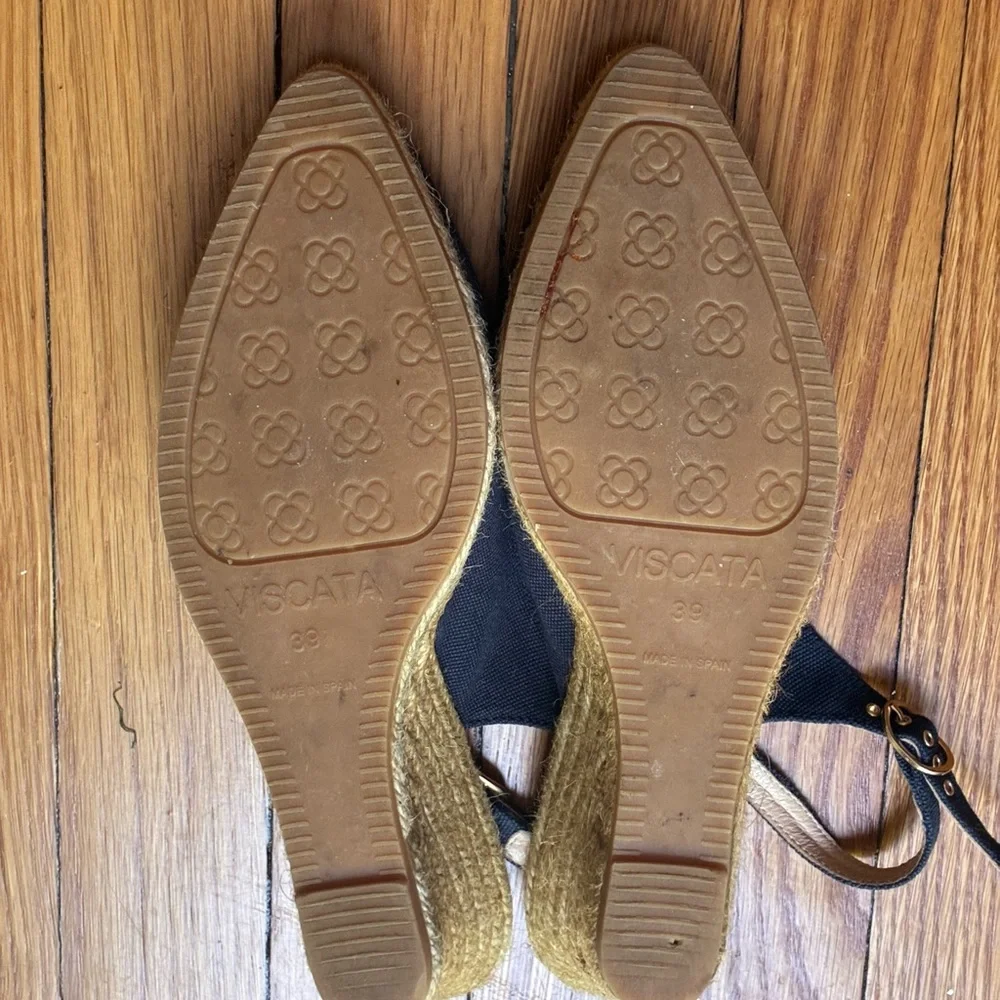 Viscata Palomera Canvas Espadrille Wedges in Navy, Size 8